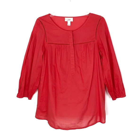 LOFT Tops - LOFT | 100% Cotton Pink Bohemian Long-Sleeve Top